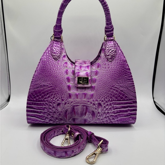 Brahmin Adrian Satchel Lilac Essence Melbourne Leather Bag - Picture 16 of 16